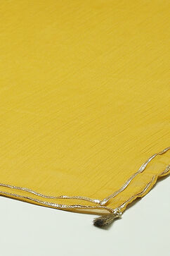 Yellow Cotton Blend Woven Straight Kurta Suit Set image number 3