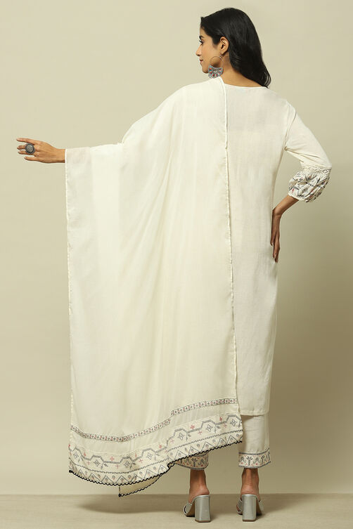 Off-white Self-Designed Dupatta image number 2