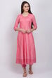 Pink Cotton Anarkali Kurta image number 2