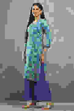 Green Viscose Straight Kurta Pants Set image number 3