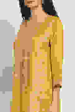 Yellow Viscose Rayon Printed Straight Kurta Pants Set image number 1