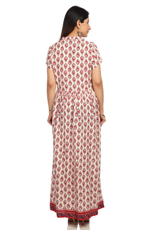 Red Flared Viscose Dress image number 4