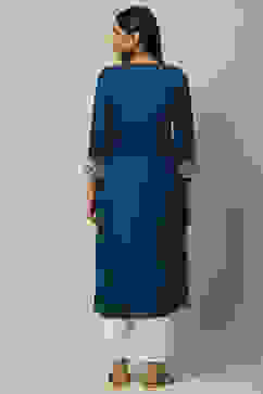 Indigo Rayon Staight Kurta image number 3