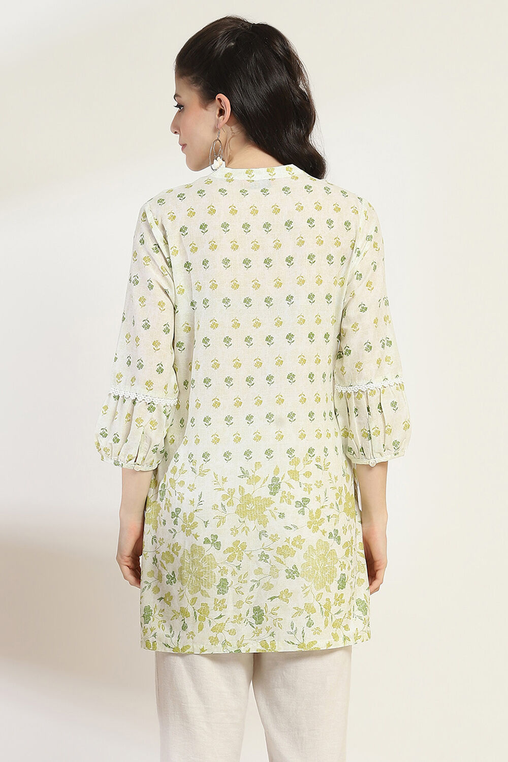 Green Cotton Straight Kurti image number 3