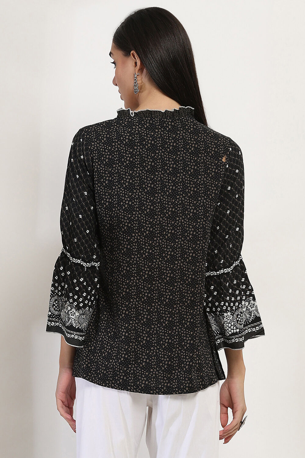 Black Printed Straight Short Kurti image number 3