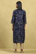 Indigo Blue Viscose Blend Printed Straight Kurta image number 3