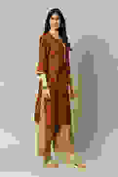 Orange LIVA Straight Printed Kurta image number 3