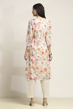 Off White Cotton Blend Straight SET image number 4