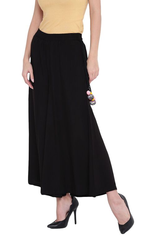 Black Viscose Fusion Culottes image number 2