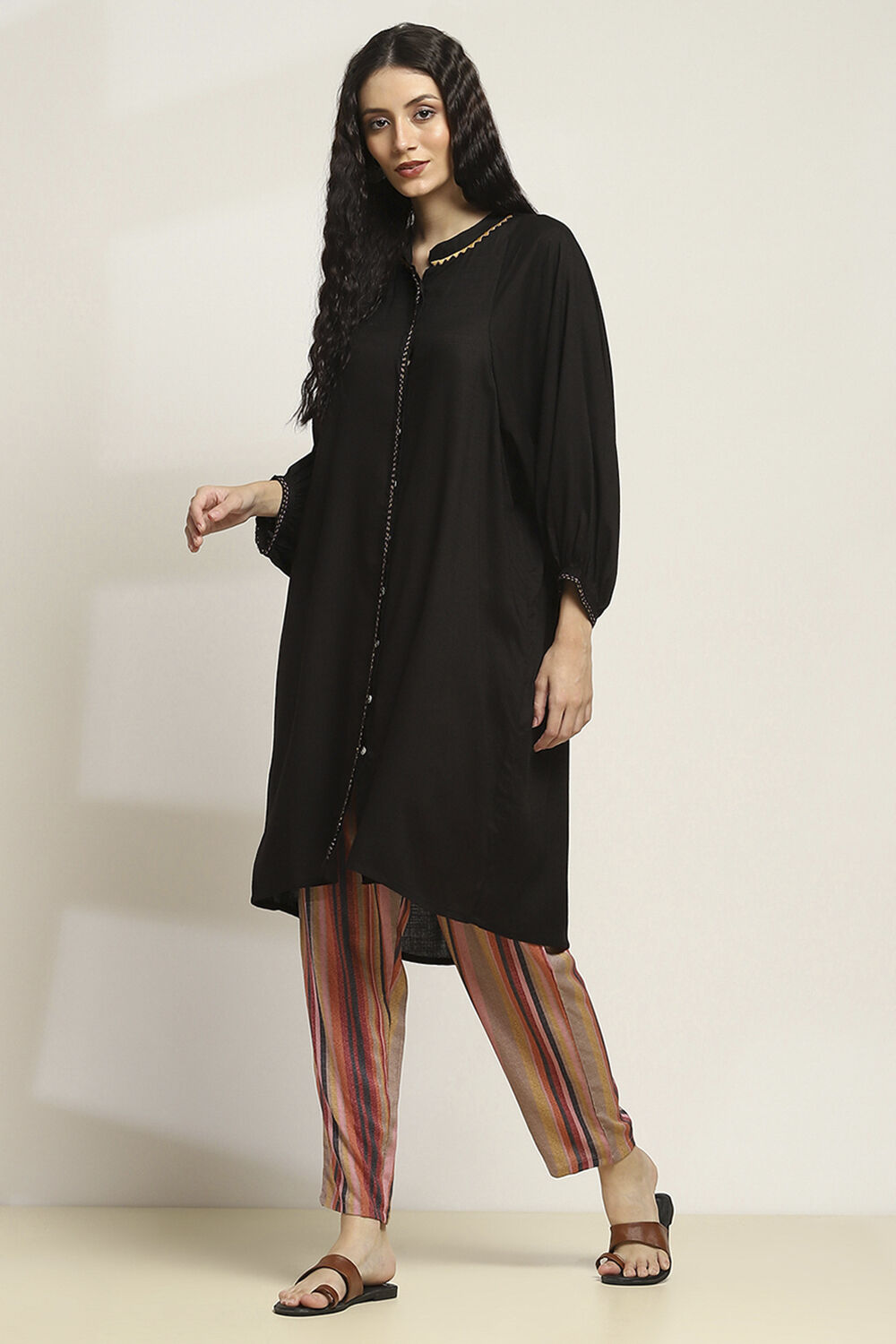 Black Viscose Rayon Straight SET image number 3