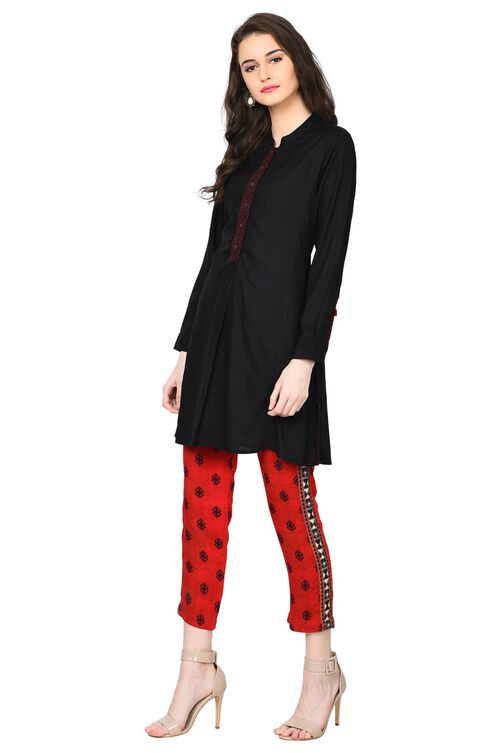 Rangriti Black Straight Viscose Kurta image number 3