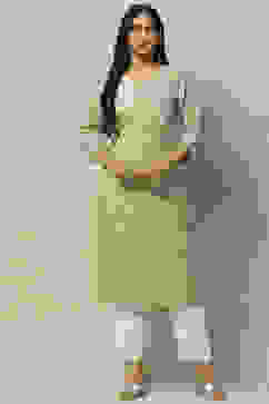 Green Rayon Staight Kurta image number 5