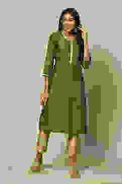 Green LIVA Straight Printed Kurta image number 5