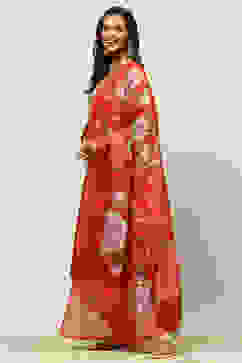 Rust Red Yarn Dyed Straight Festive Suit Set image number 3