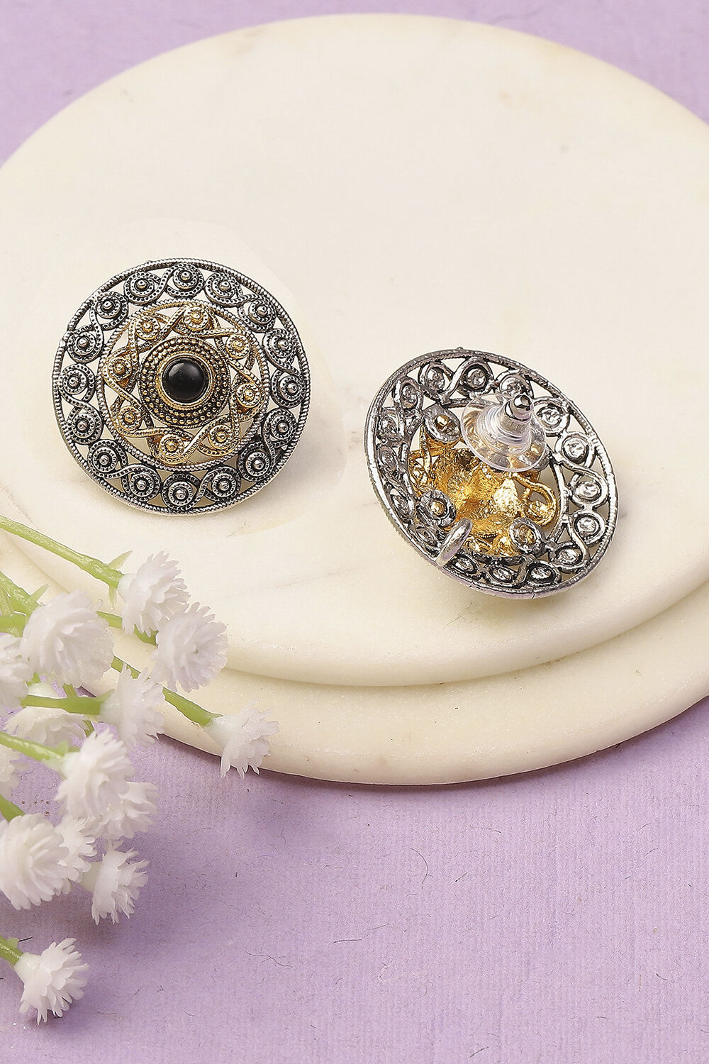 Oxid Gold Oxidised Alloy Earrings image number 2