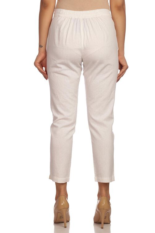 White Cotton Fusion Pants image number 1