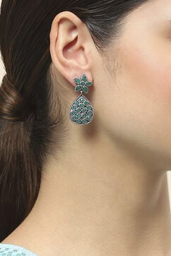 Apple Green Oxidised Alloy Earrings image number 1