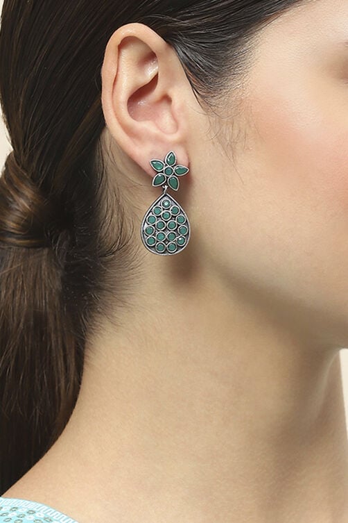 Apple Green Oxidised Alloy Earrings image number 1