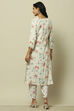 Off White Viscose Blend Straight Suit Set image number 4