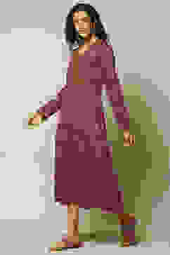 Maroon Jacquard Straight Printed Dress image number 2