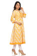 Yellow Kalidar Poly Cotton Kurta image number 2