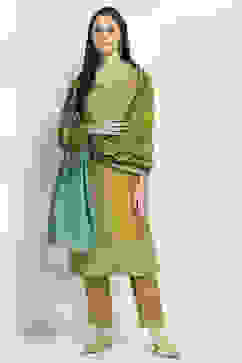 Lime Viscose Blend Straight Set image number 0