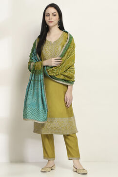 Lime Viscose Blend Straight Set image number 0