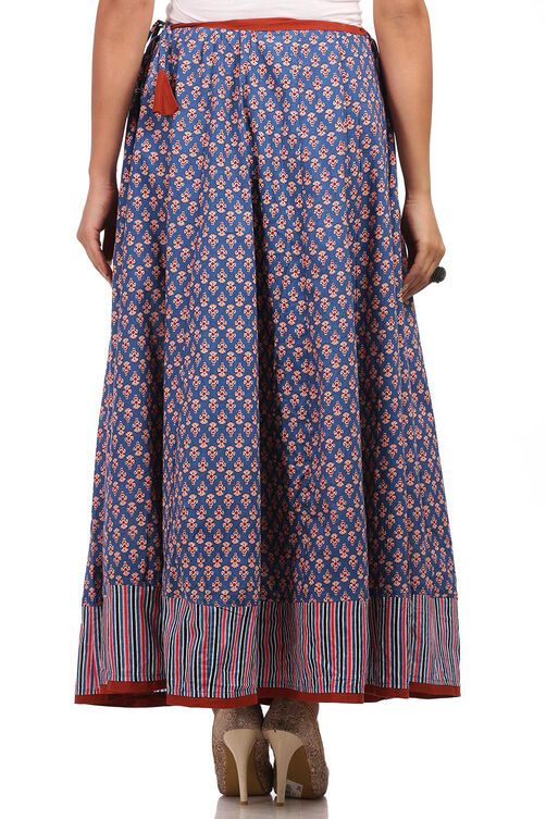 Indigo Flared Cotton Skirt image number 3