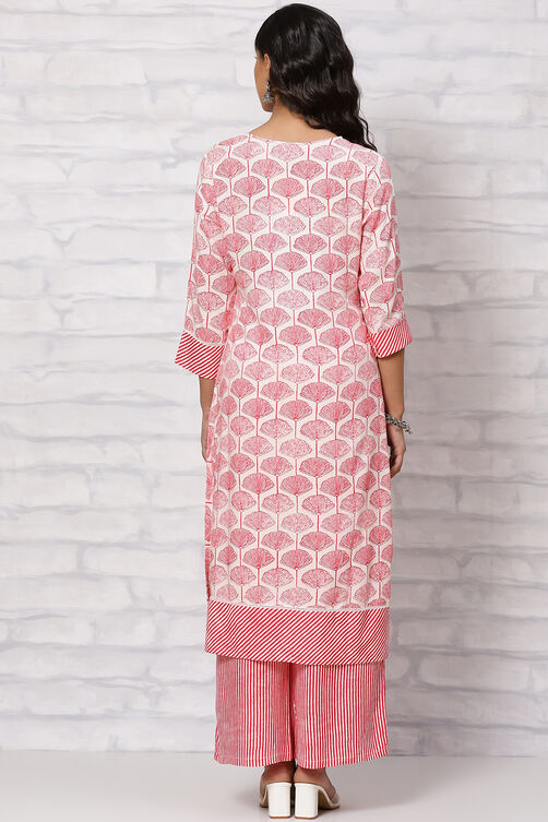 Red Viscose Rayon Straight Suit Set image number 4