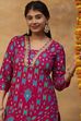 Fuschia Viscose Rayon Straight Printed  image number 1