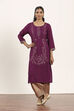 Purple Viscose Rayon Straight Kurta Pants Set image number 6