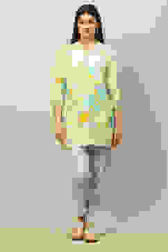 Green Rayon Printed Straight Top image number 0