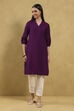 Purple Viscose Blend Solid Straight Kurta image number 3