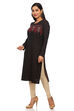 Mustard Poly Cotton Straight Kurta image number 4