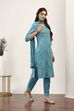 Blue Cotton Straight Suit Sets image number 5