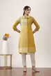 Yellow Cotton Straight Kurtas image number 5