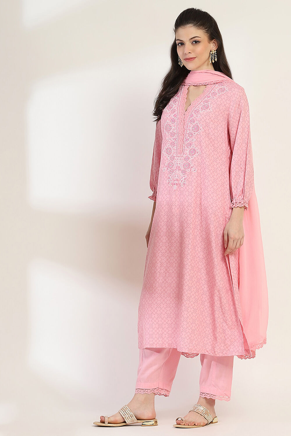 Pink Viscose Rayon Straight Set image number 3