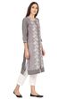 Grey Straight Cotton Kurta image number 2
