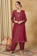 Blue Viscose Rayon Straight Printed Suit Set image number 7