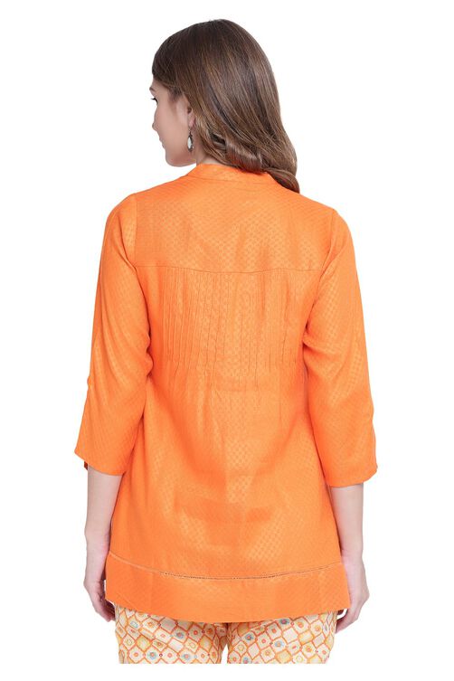 Orange A-Line Viscose Indie Top image number 4