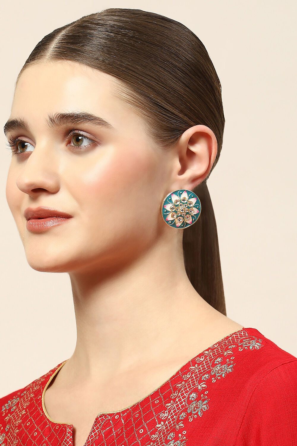 Teal Brass Earrings image number 1