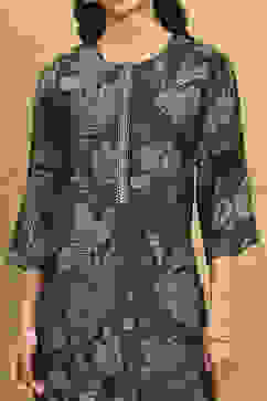 Green Viscose Blend Printed Straight Co-ord Set image number 1