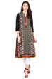 Black Flared Cotton Kurta image number 0