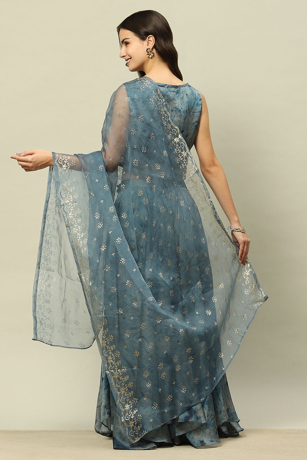 Blue Polyester Printed Dupatta image number 1
