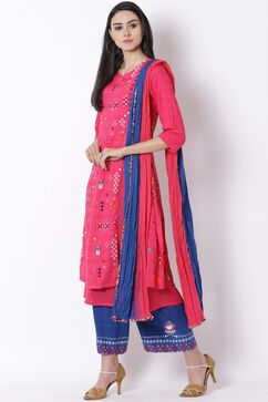 Pink Viscose A-Line Kurta image number 2