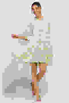 Olive Green Printed Tiered Dress image number 5