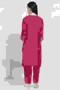 Pink Viscose Blend Straight Set image number 4