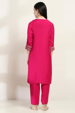 Pink Viscose Blend Straight Set image number 4