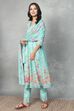 Blue Cotton Gathered Suit Sets image number 3