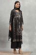 Black Viscose Blend Printed Gathered Suit Set image number 5